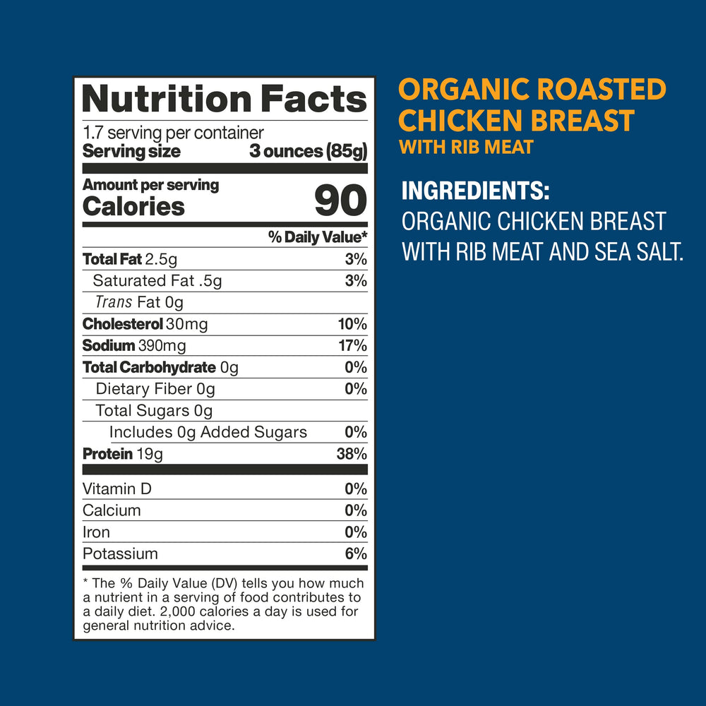 Wild Planet certified organic chicken with humane raised and handled labeling for ethical sourcing.