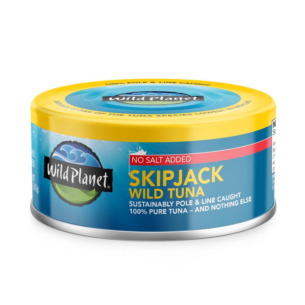 Wild Planet pull-tab tuna can, convenient on-the-go snack or lunch.