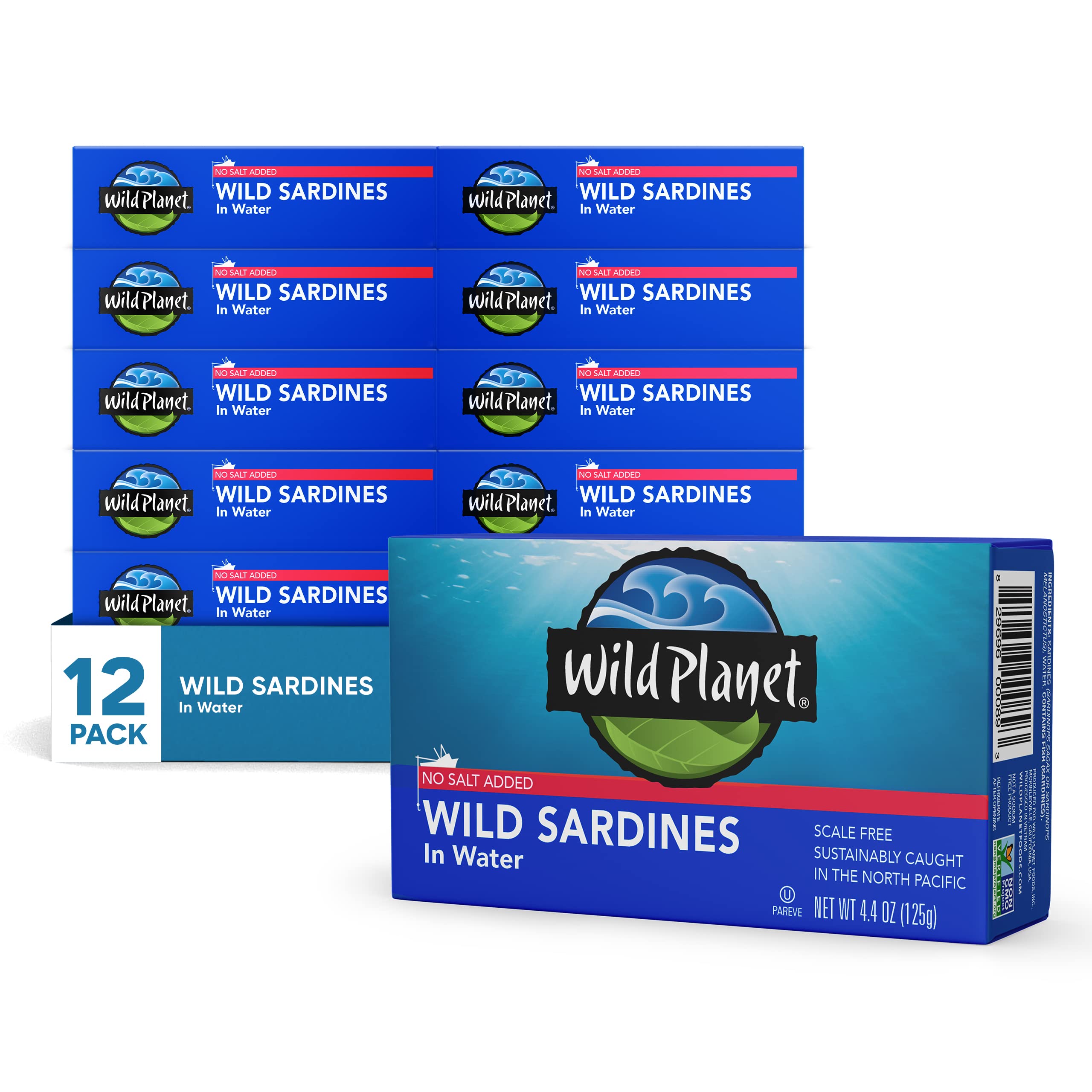 Wild Planet sardines in water can with no salt added, convenient and protein rich.