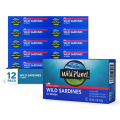 Wild Planet sardines in water can with no salt added, convenient and protein rich.