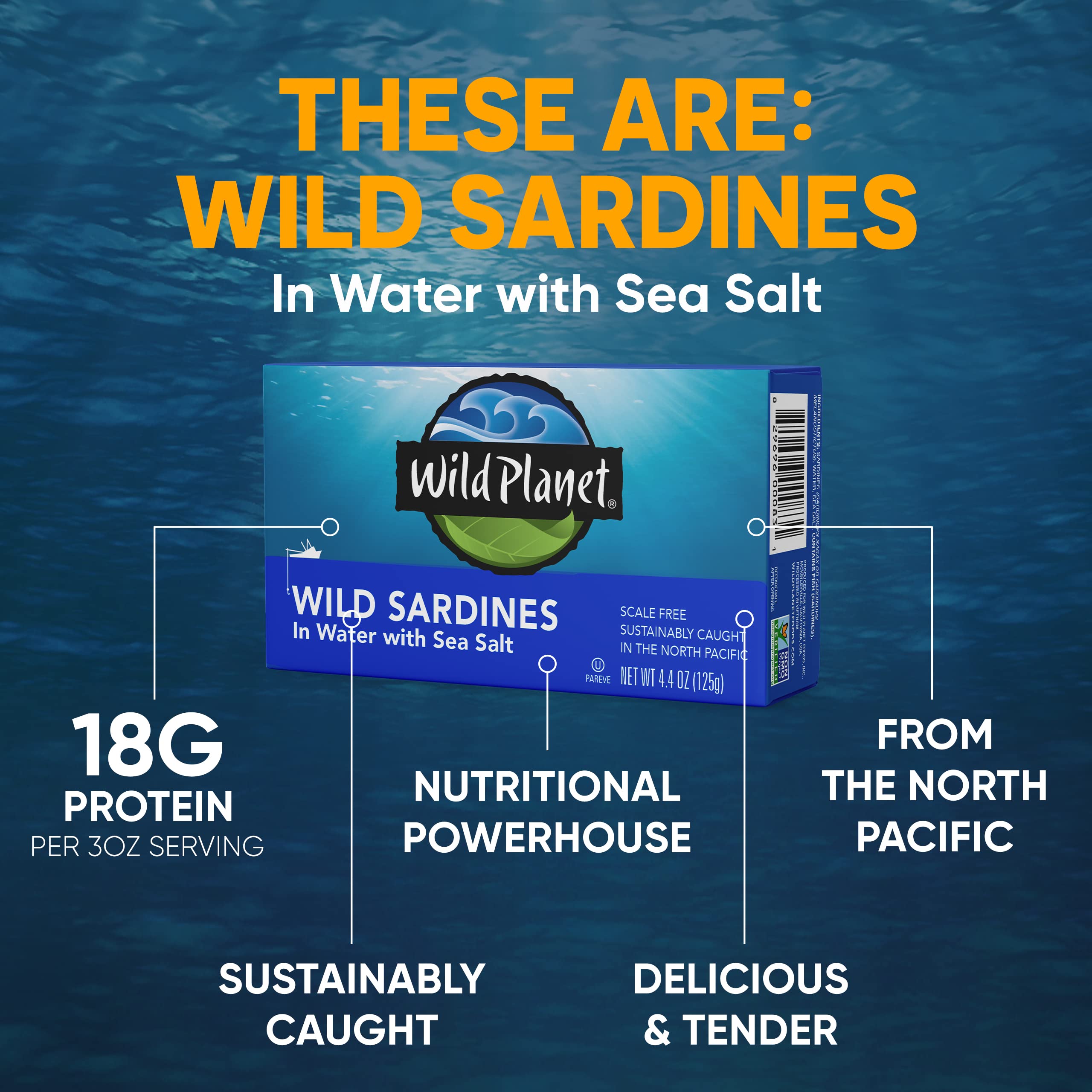 Pull-tab opening makes Wild Planet sardines easy to enjoy anywhere.