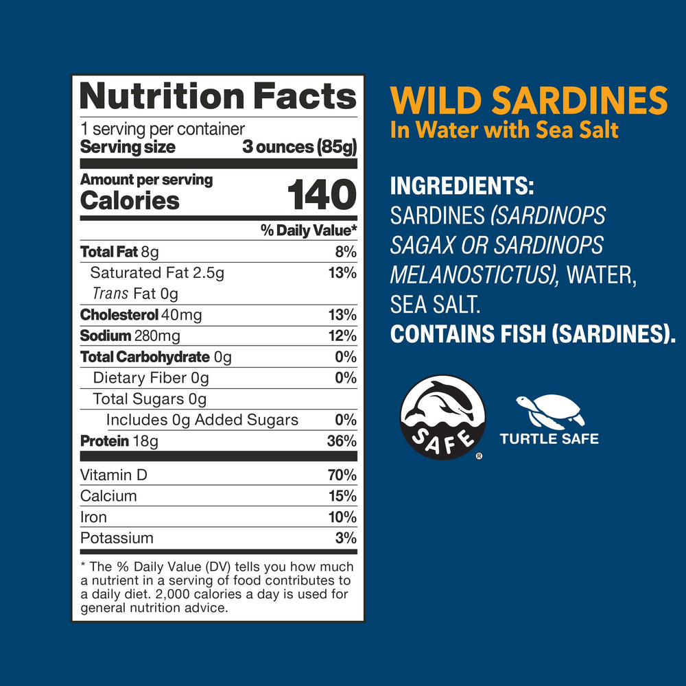 Close-up texture reveals tender sardines from Wild Planet.