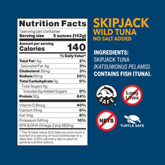 Wild Planet no-salt-added tuna can, ideal for light seasoning and versatile meals.