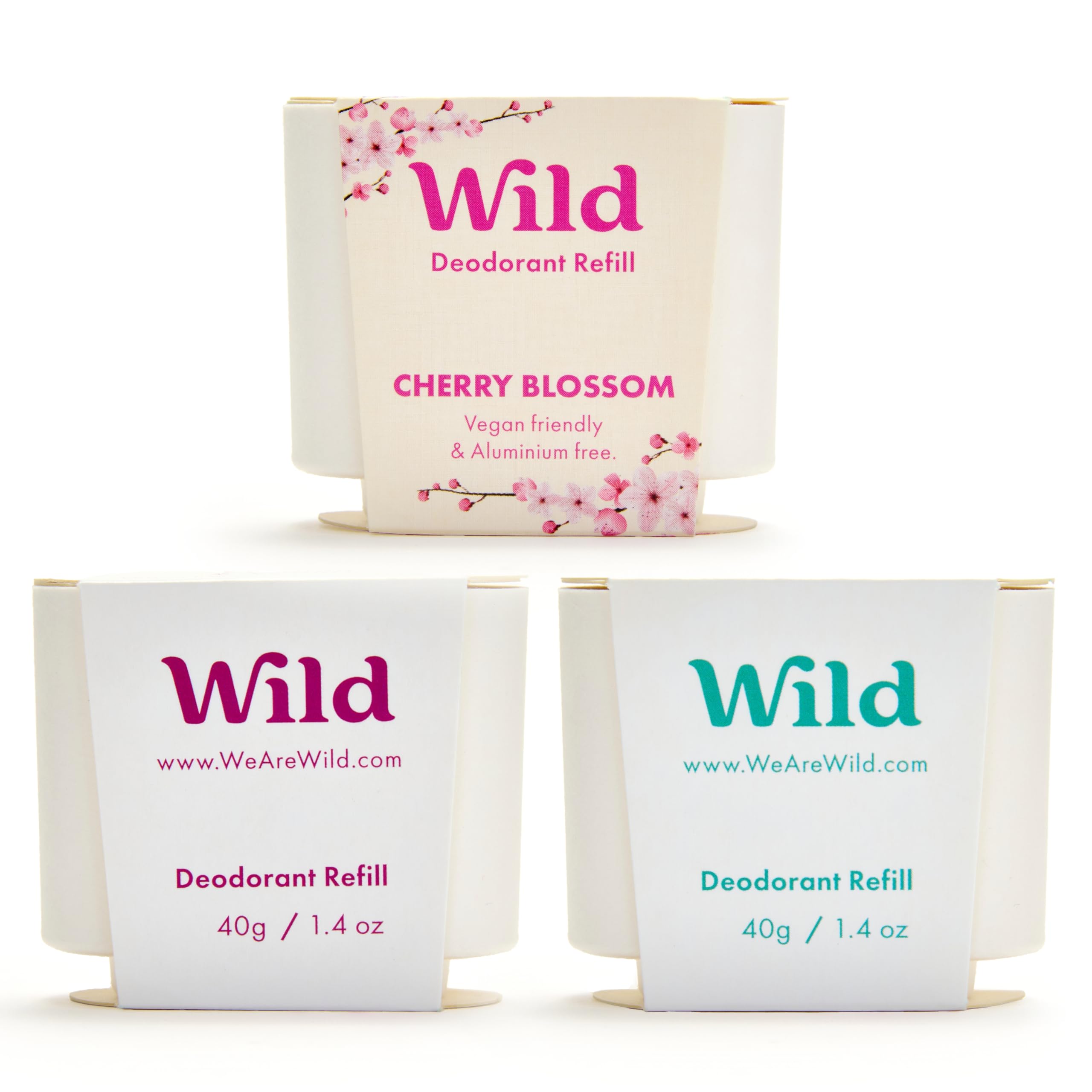Wild refillable deodorant pack with Fresh Cotton and Sea Salt for long lasting freshness.