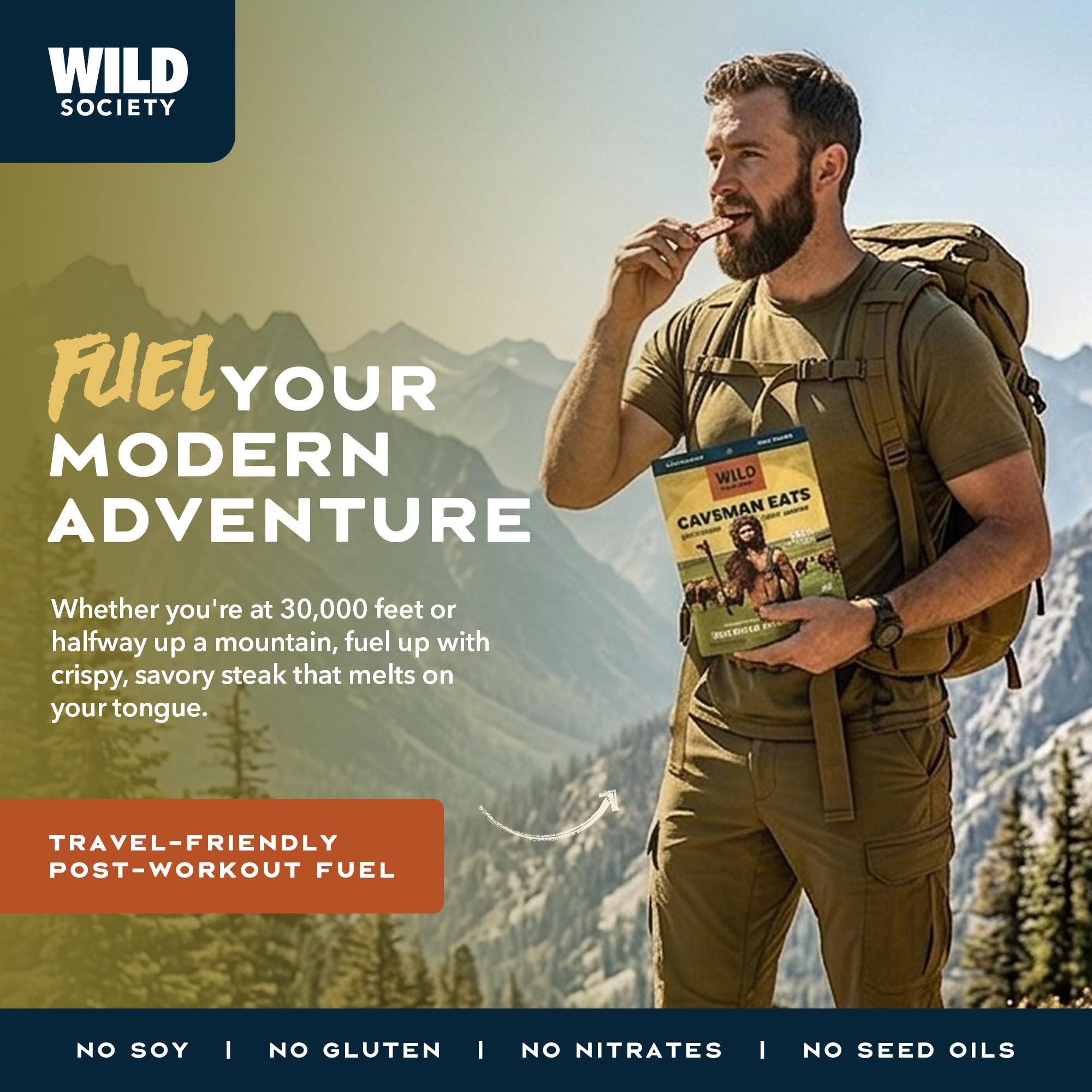 Wild Society Caveman Eats on-the-go pack — convenient pre or post-workout protein