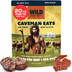 Wild Society Caveman Eats ribeye slices pack — protein-rich on-the-go snack