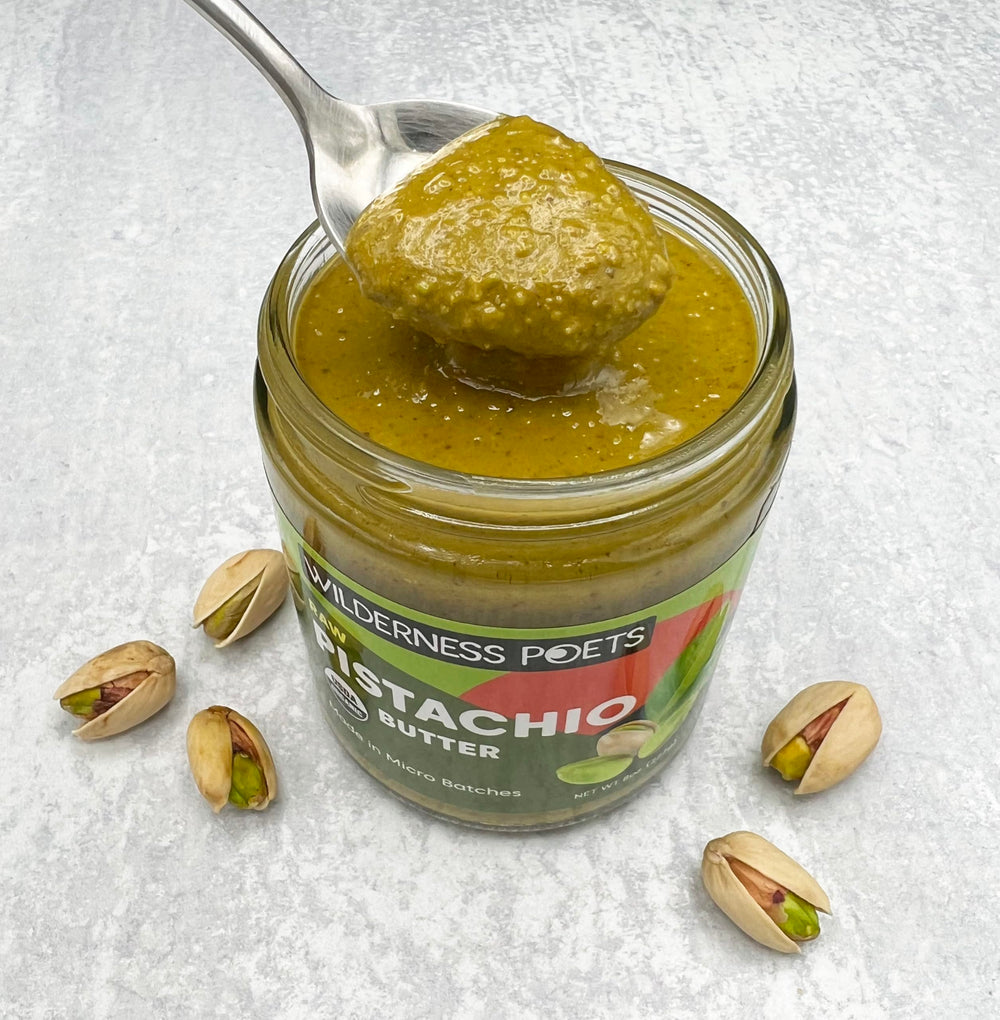 Wilderness Poets pistachio butter dipping fruit – perfect healthy snack.