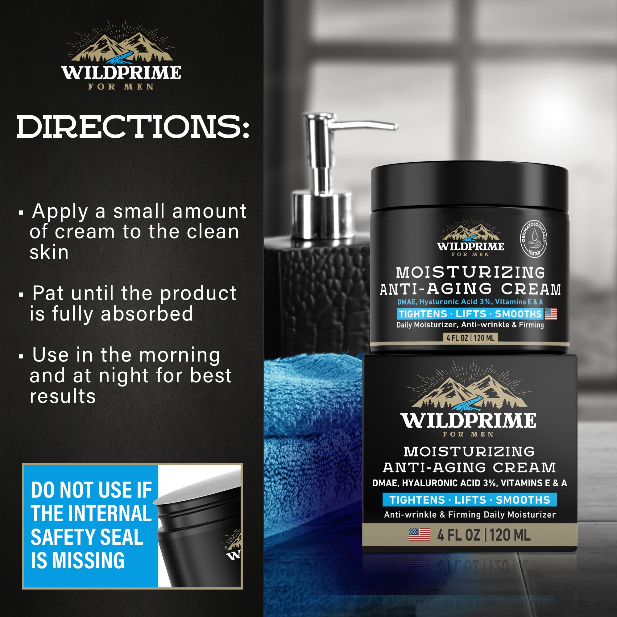WildPRIME men applying cream on face demonstrates daily shaving routine.