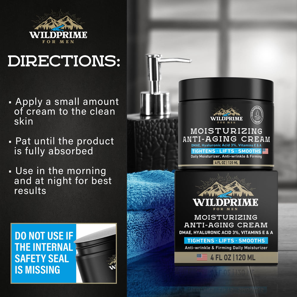 WildPRIME men applying cream on face demonstrates daily shaving routine.