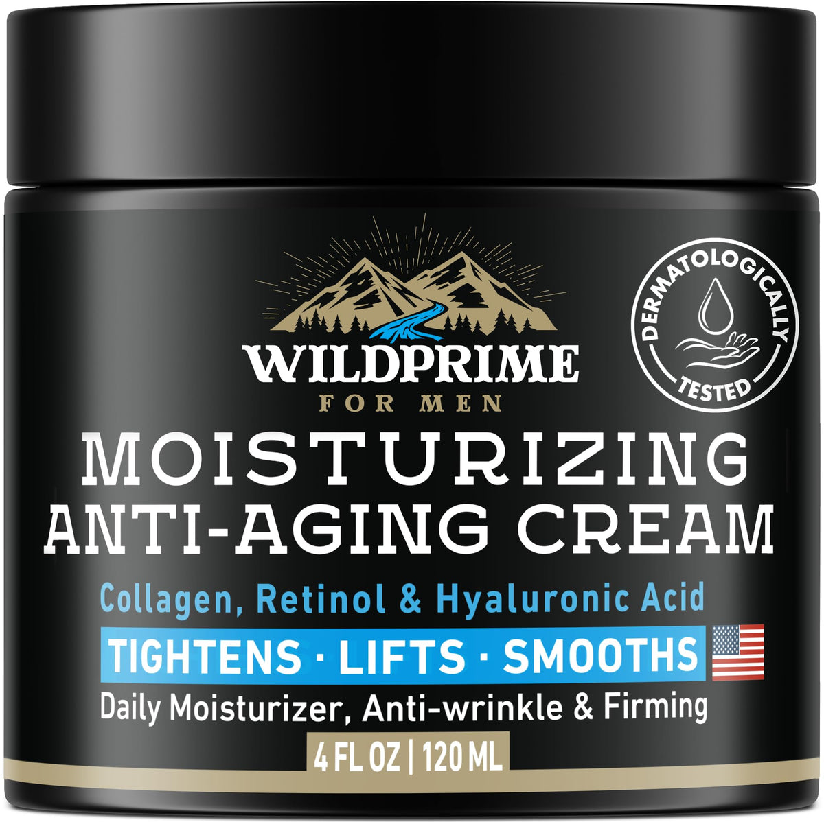 WildPRIME men's face moisturizer cream jar showcases rich texture for daily hydration.