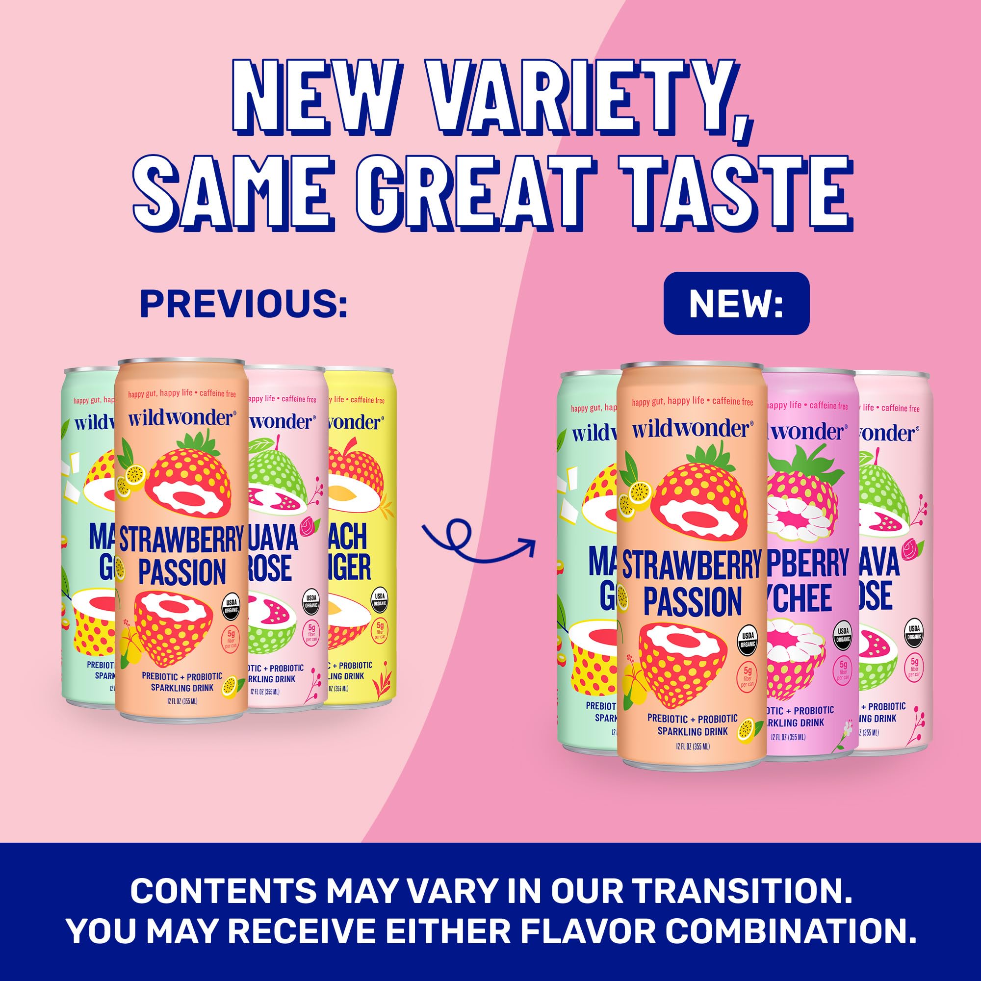 Wildwonder 5g prebiotic fiber illustration highlights the food for probiotics.