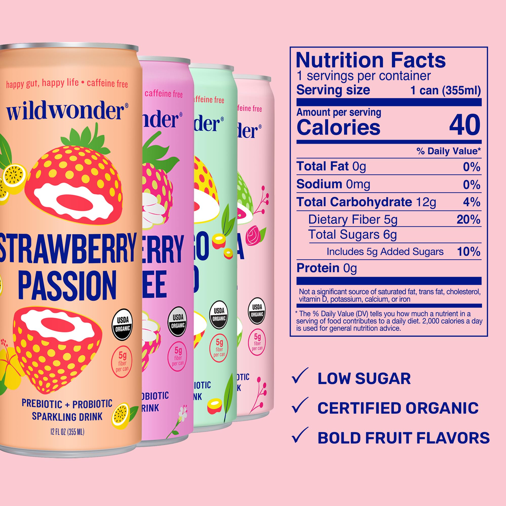 Wildwonder organic vegan ingredients label emphasizes clean, natural formulation.