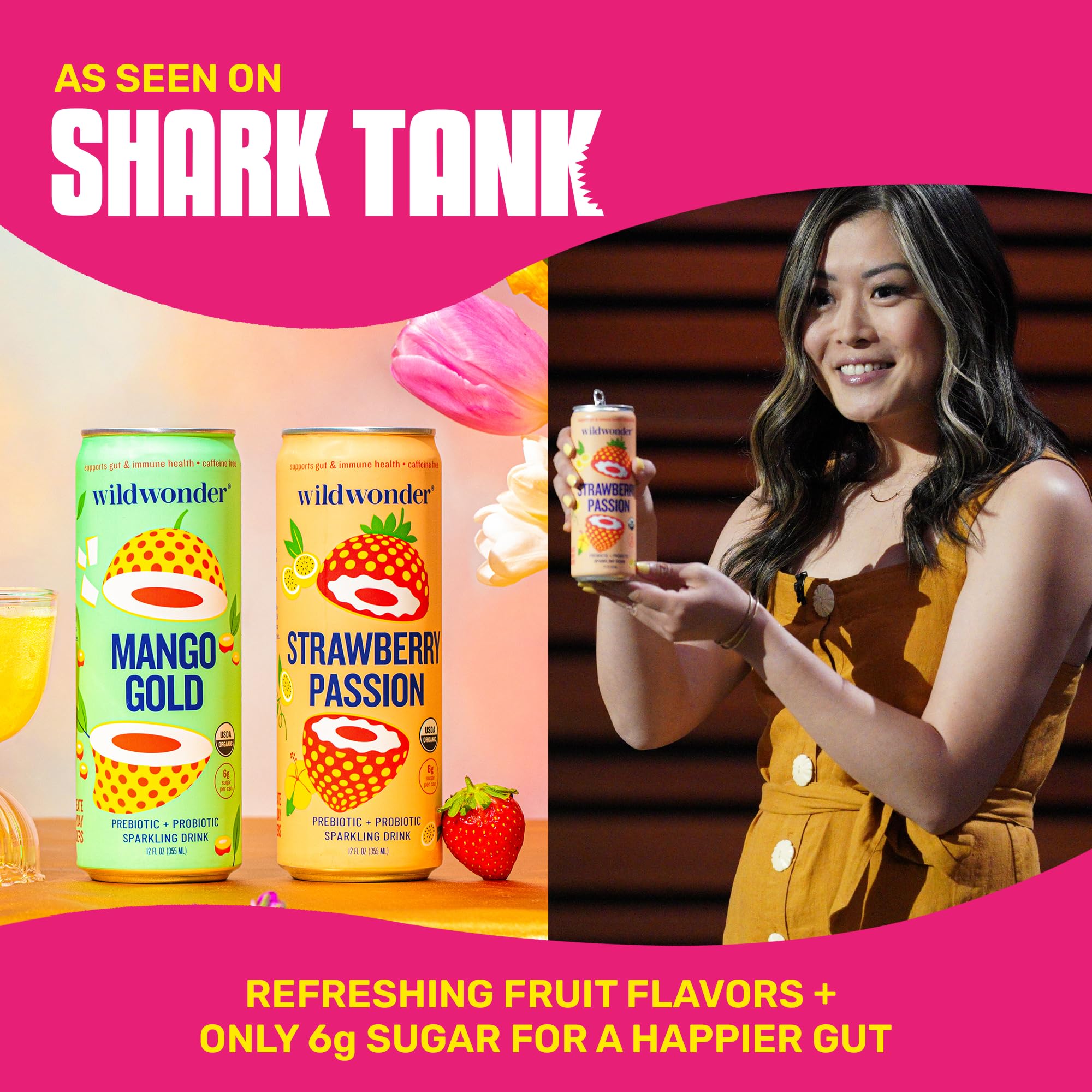 Wildwonder Shark Tank packaging highlights a trusted, modern beverage with wellness roots.