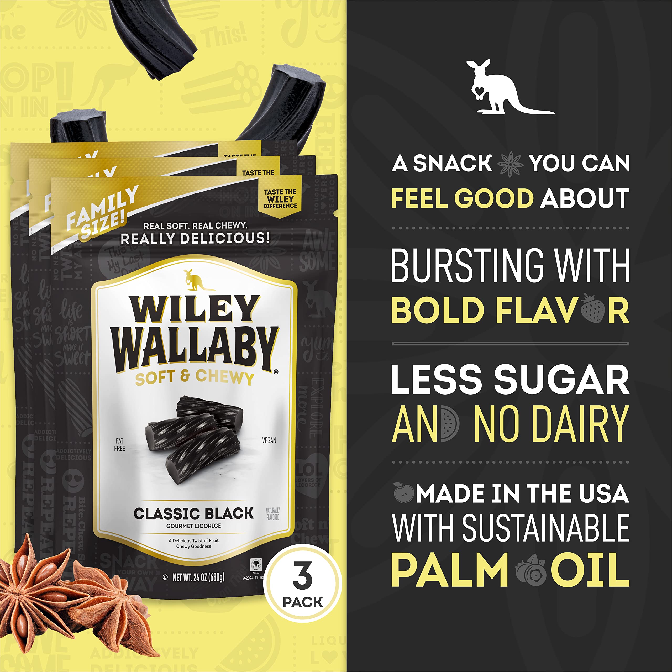 Wiley Wallaby licorice 24oz plant-based-ingredients highlights wholesome candy option.