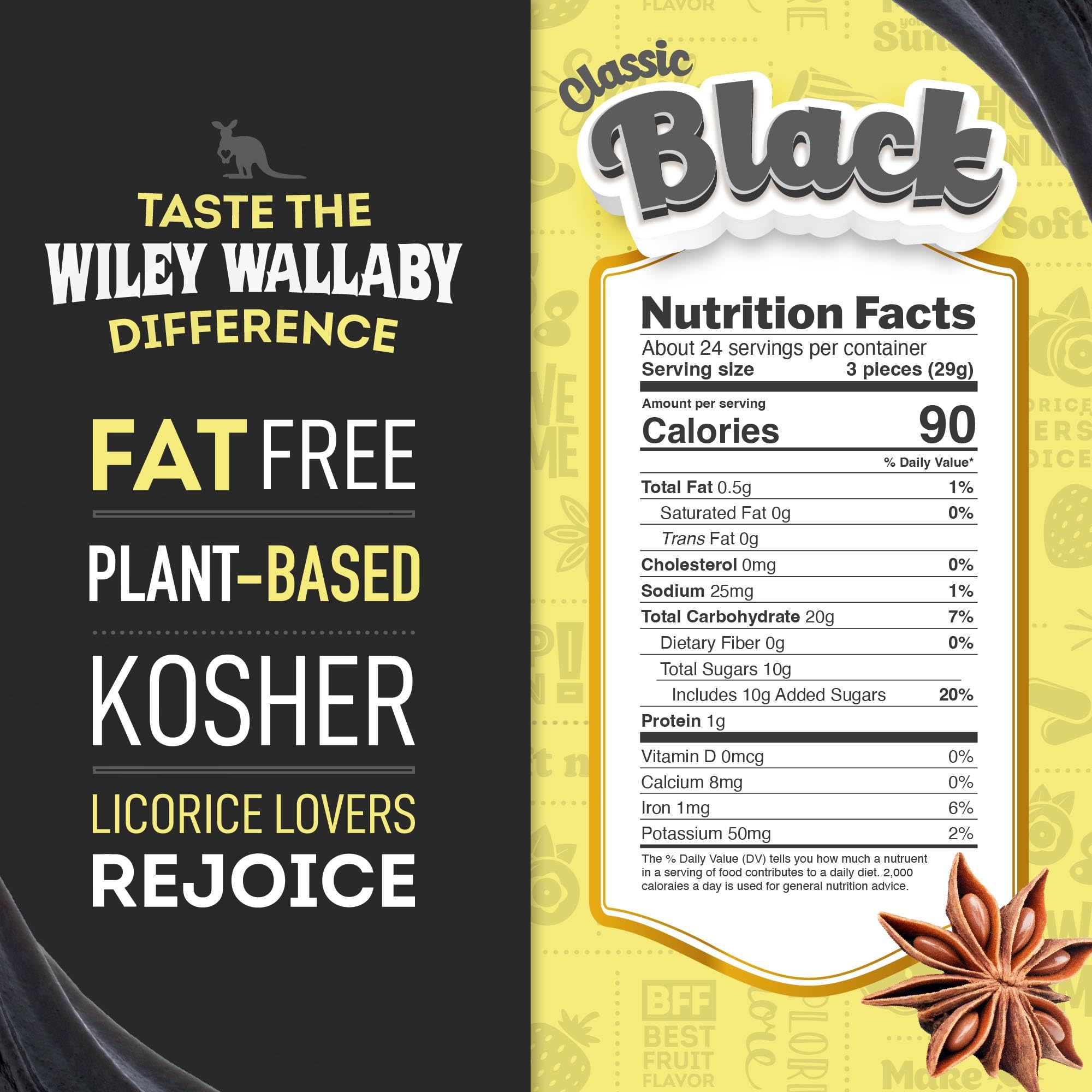 Wiley Wallaby licorice 24oz soft-chewy-twists closeup highlights bold flavor.