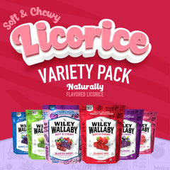 Re-sealable Wiley Wallaby licorice bag keeps pieces fresh between uses.
