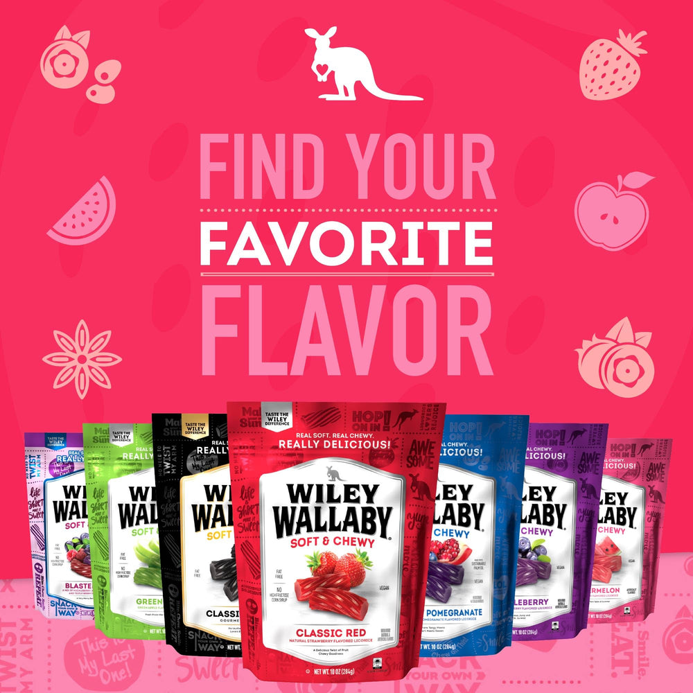 The on-the-go Wiley Wallaby licorice bag ideal for travel and movie nights.