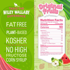 Original Fruits licorice chunks showing bold fruity flavors for bites.