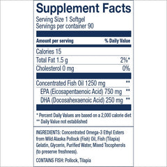 Wiley's Finest Peak EPA softgels close-up - easy swallow burpless capsules.