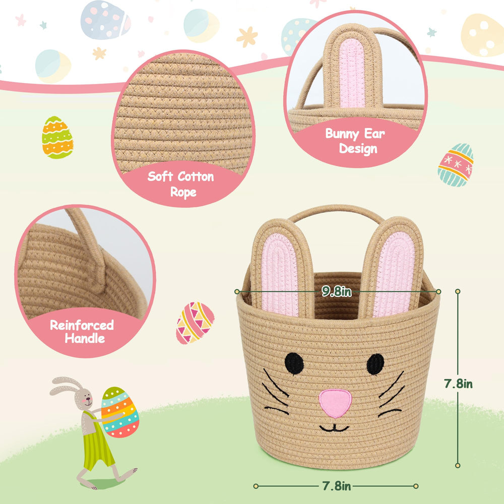 WILLITAT Easter basket for kids bunny ears close-up with playful design.
