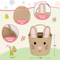 WILLITAT Easter basket for kids bunny ears close-up with playful design.