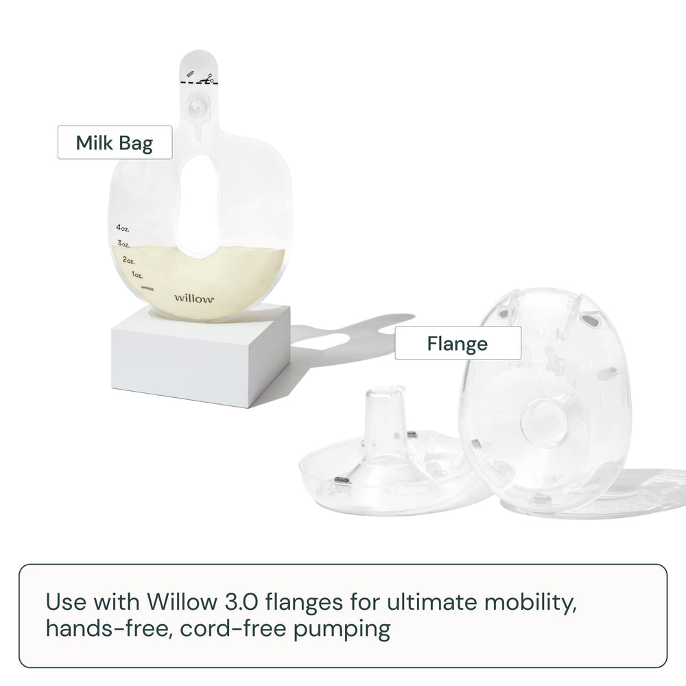 Willow bag holds 4 oz per bag for efficient pumping sessions.