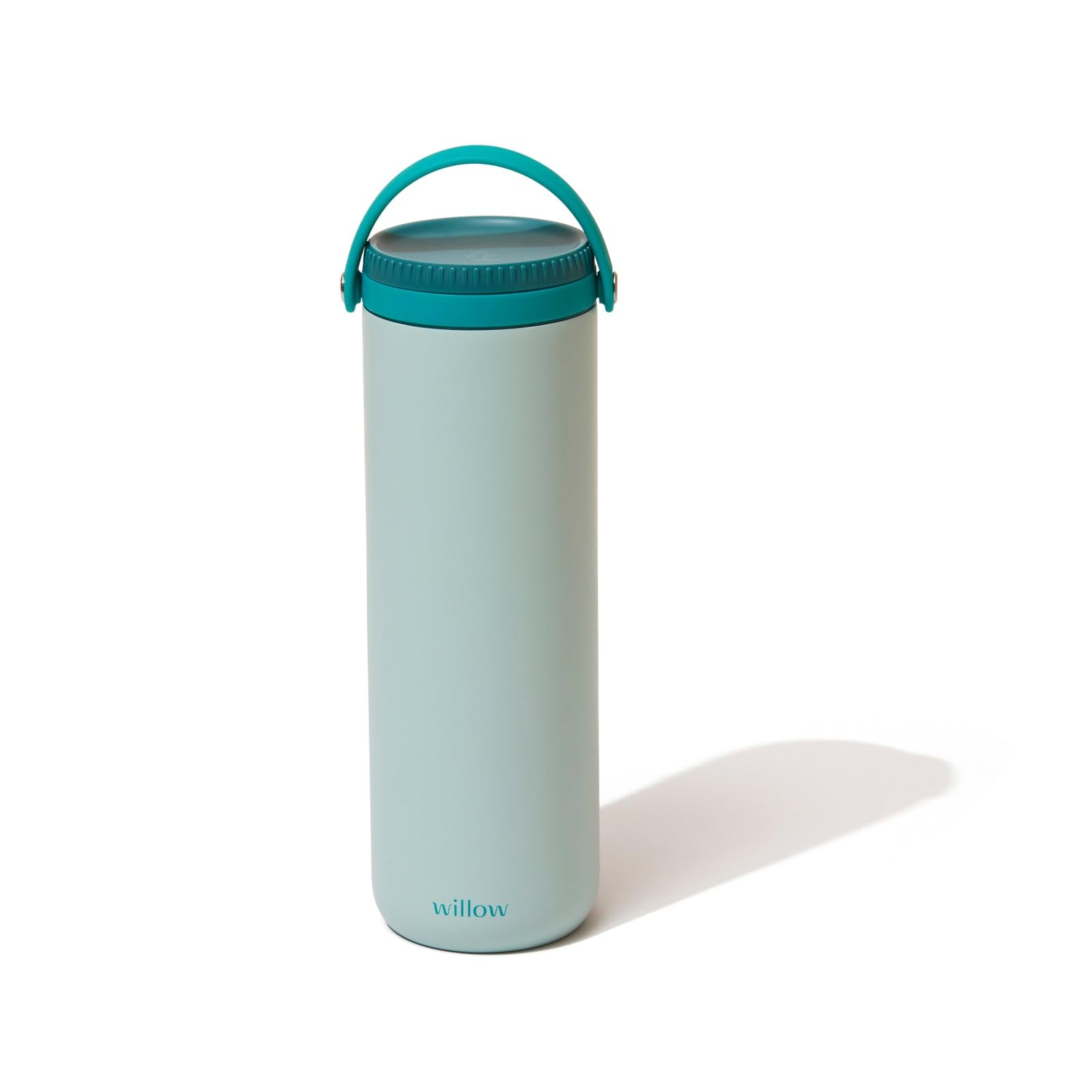 Willow breastmilk cooler teal exterior shows portable, durable stainless steel design.