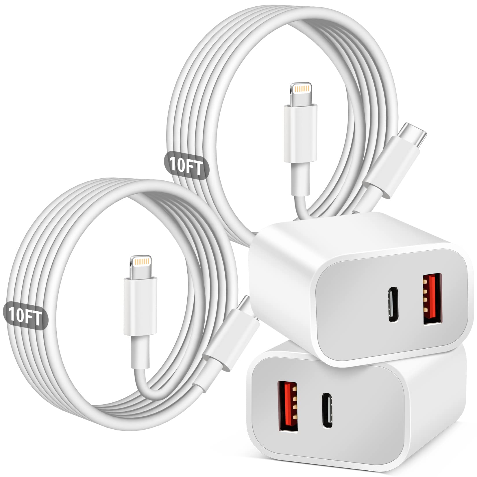 Willtop 20W dual-port charger front view for iPhone and iPad.