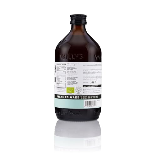Willy's Organic ACV with Mother close-up bottle highlighting live mother.