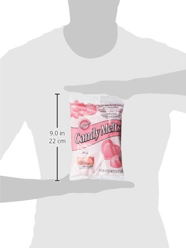 Wilton Pink Candy Melts bag shows convenient microwave use