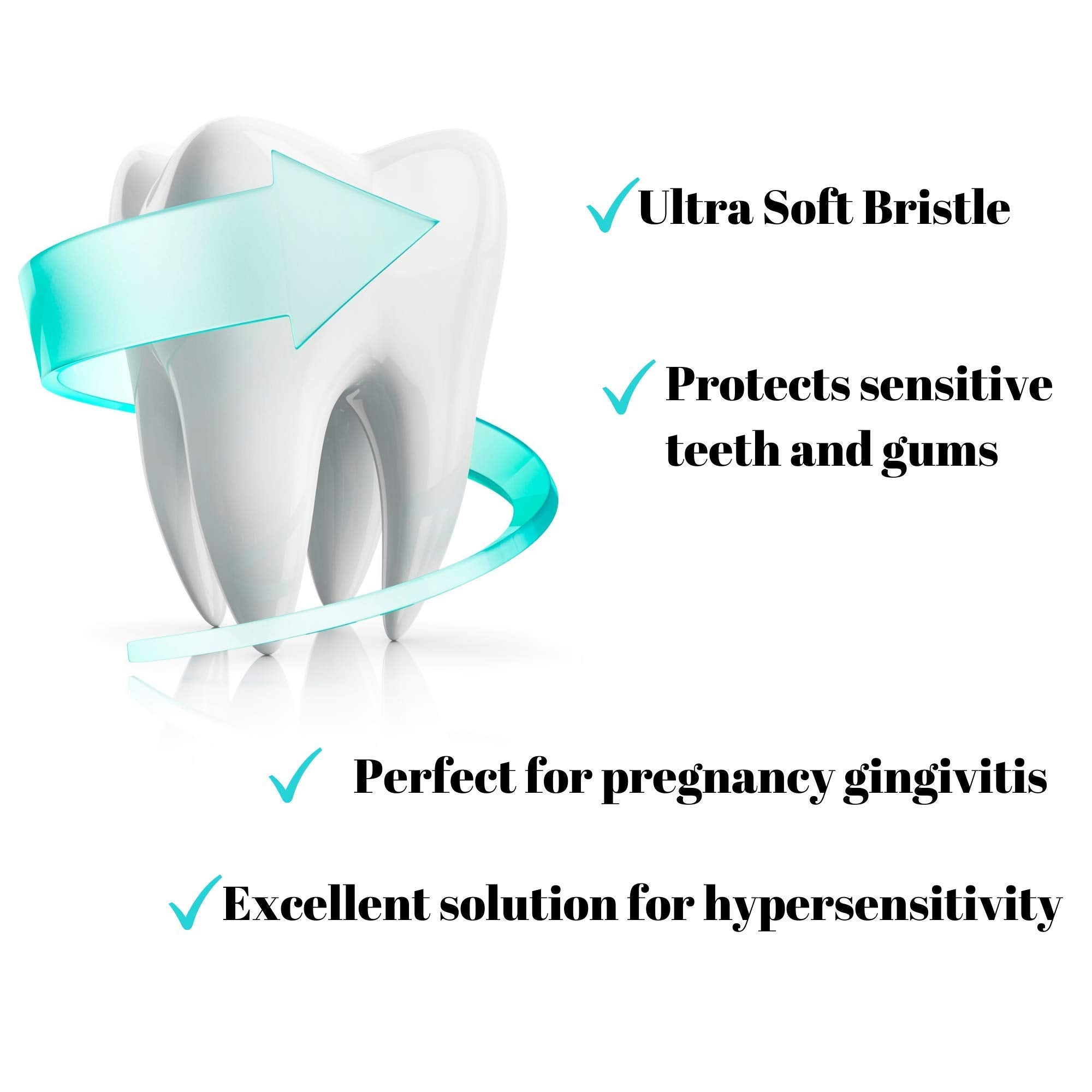 Soft head is gentle on gums while cleaning surfaces