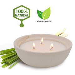 Winbattle citronella candle indoors providing warm fragrance and rustic pottery charm