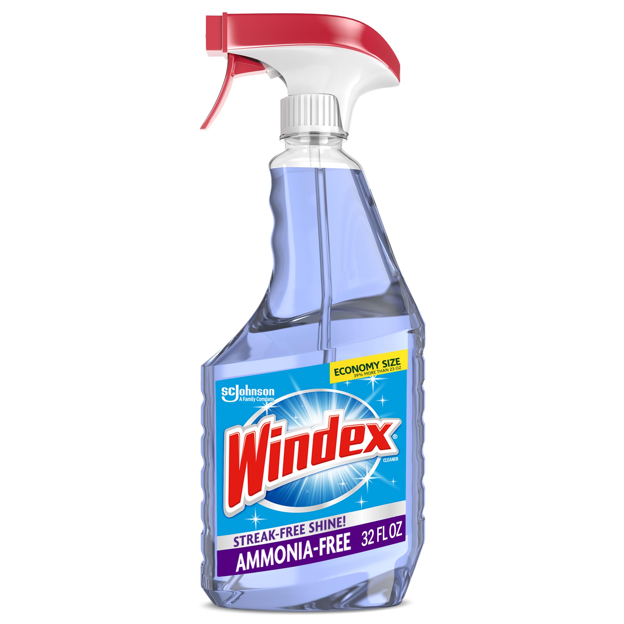 Windex Ammonia-Free Crystal Rain bottle ready to tackle streak-free glass surfaces.
