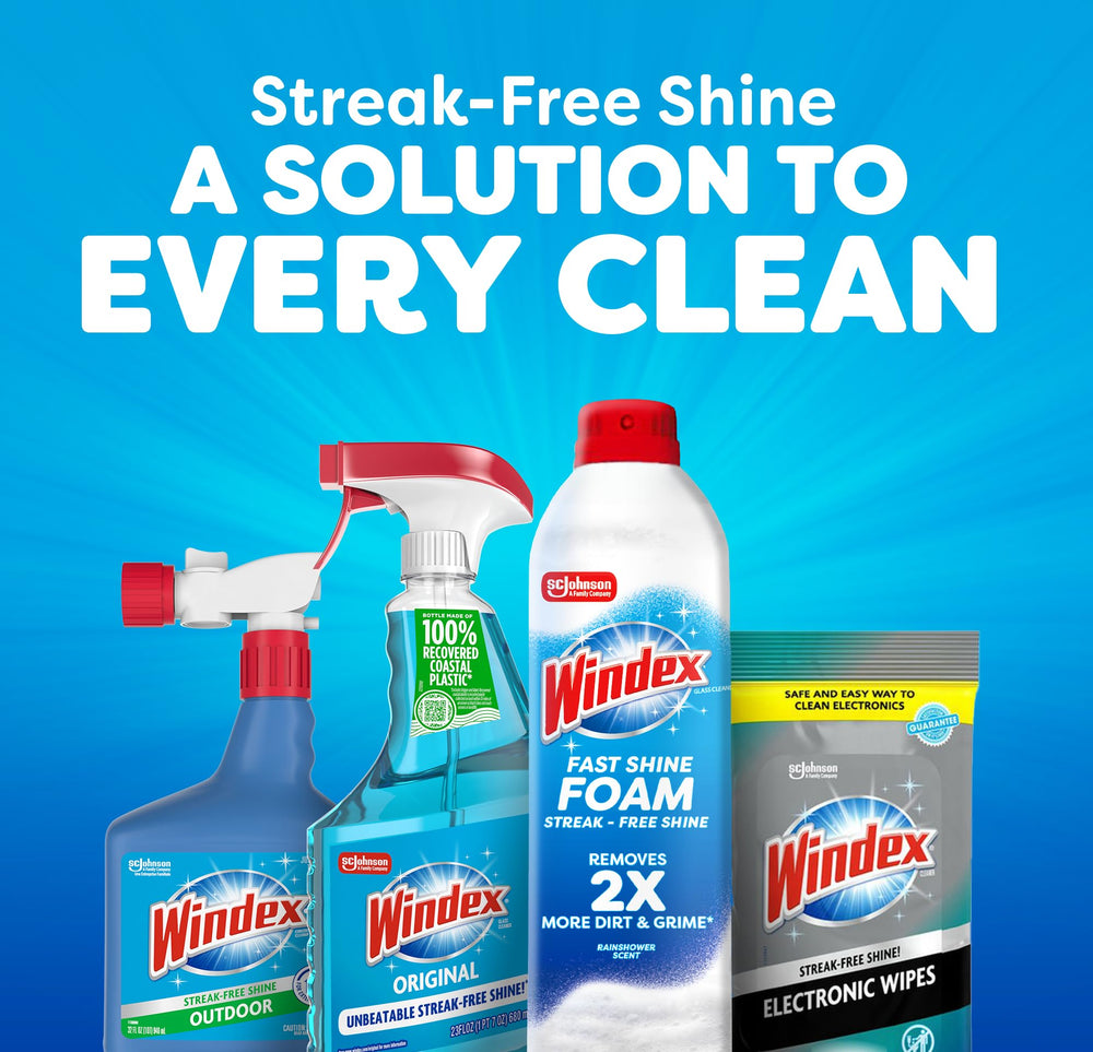 Windex Fast Shine Foam suitable for countertops and glass surfaces