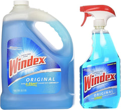 Windex Original Glass Cleaner bottle with refill delivering streak-free shine on windows