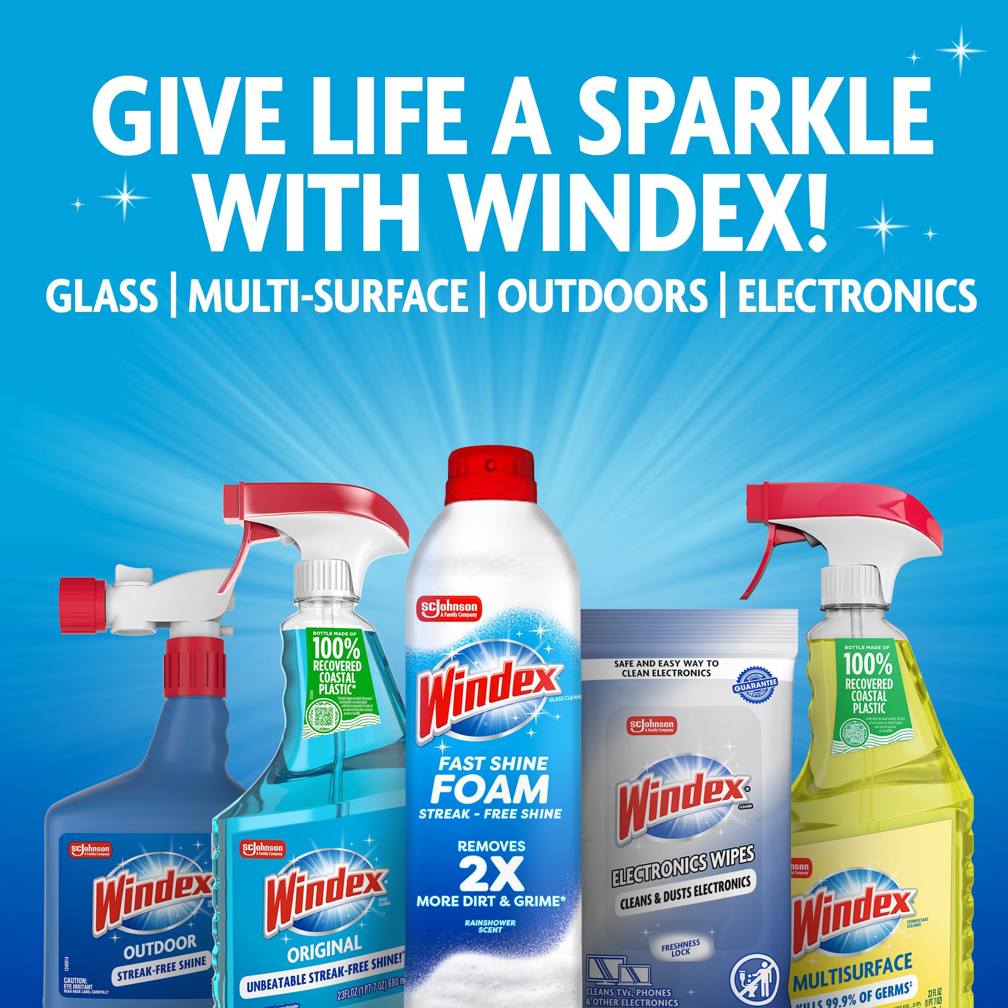 Windex dries quickly, leaving a streak-free shine on outdoor glass.