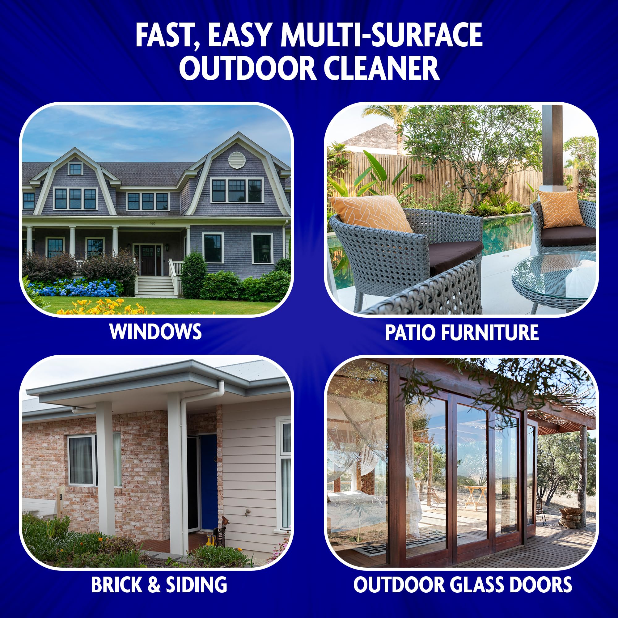 Two Windex Concentrated Outdoor bottles deliver powerful, streak-free outdoor cleaning.
