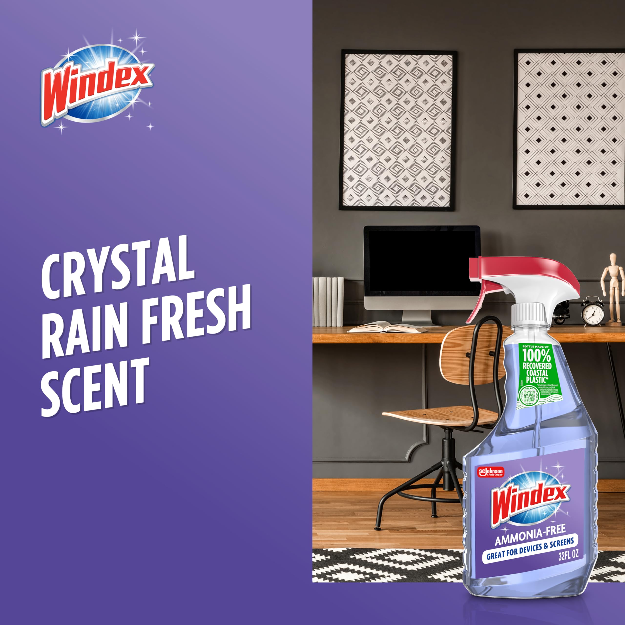 Smudges removed by Windex Ammonia-Free to reveal clear, bright glass.