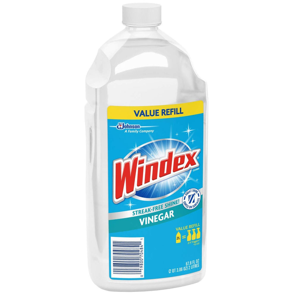 Windex Vinegar refill for glass surfaces delivering a clear shine.