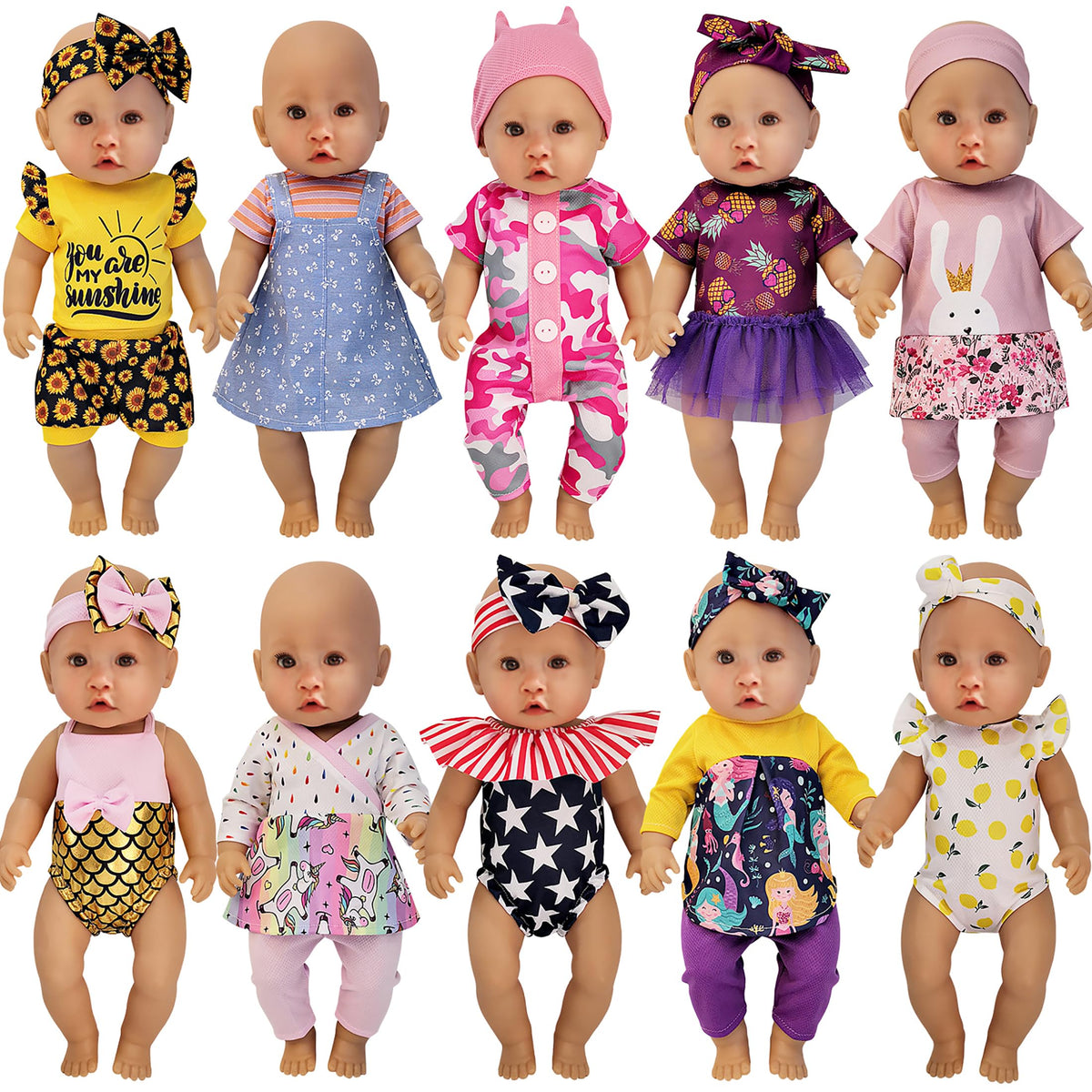 Windolls baby doll clothes sets for 14-16 inch dolls, sparks imaginative play and styling.