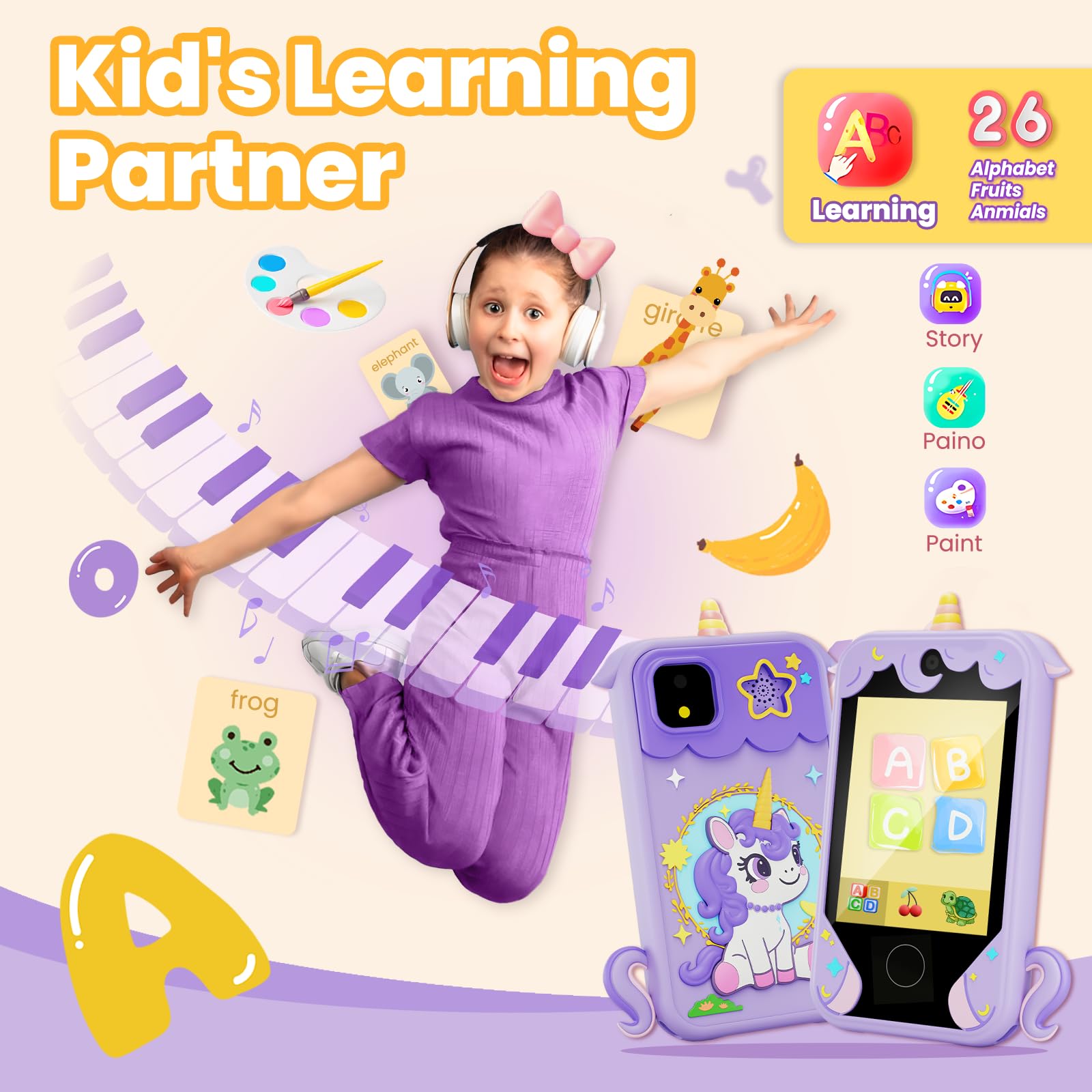 Windpaint Kids Phone Purple dual cameras for memories and moments capture