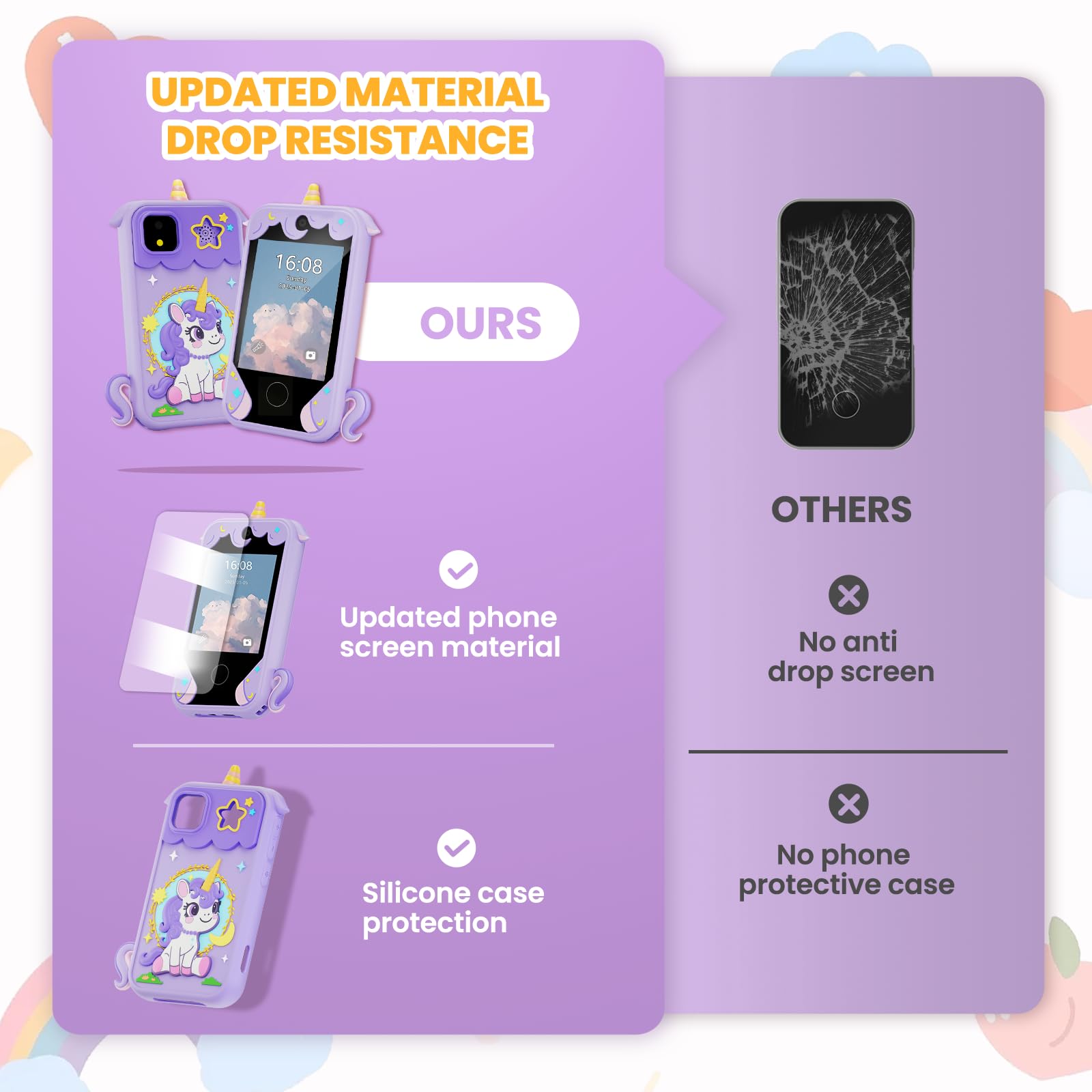 Windpaint Kids Phone Purple durable silicone case for safe play