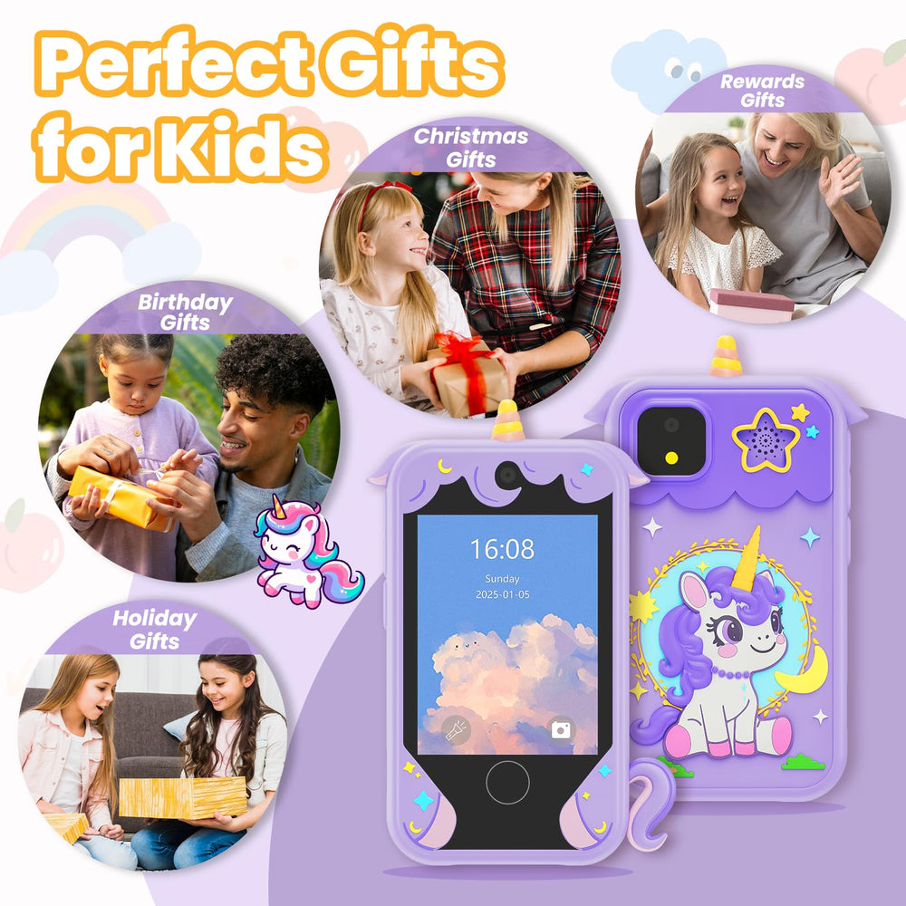 Windpaint Kids Phone Purple educational content with letters, stories, and games