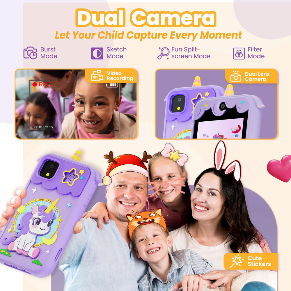 Windpaint Kids Phone Purple screen display showing the 2.8-inch touch screen
