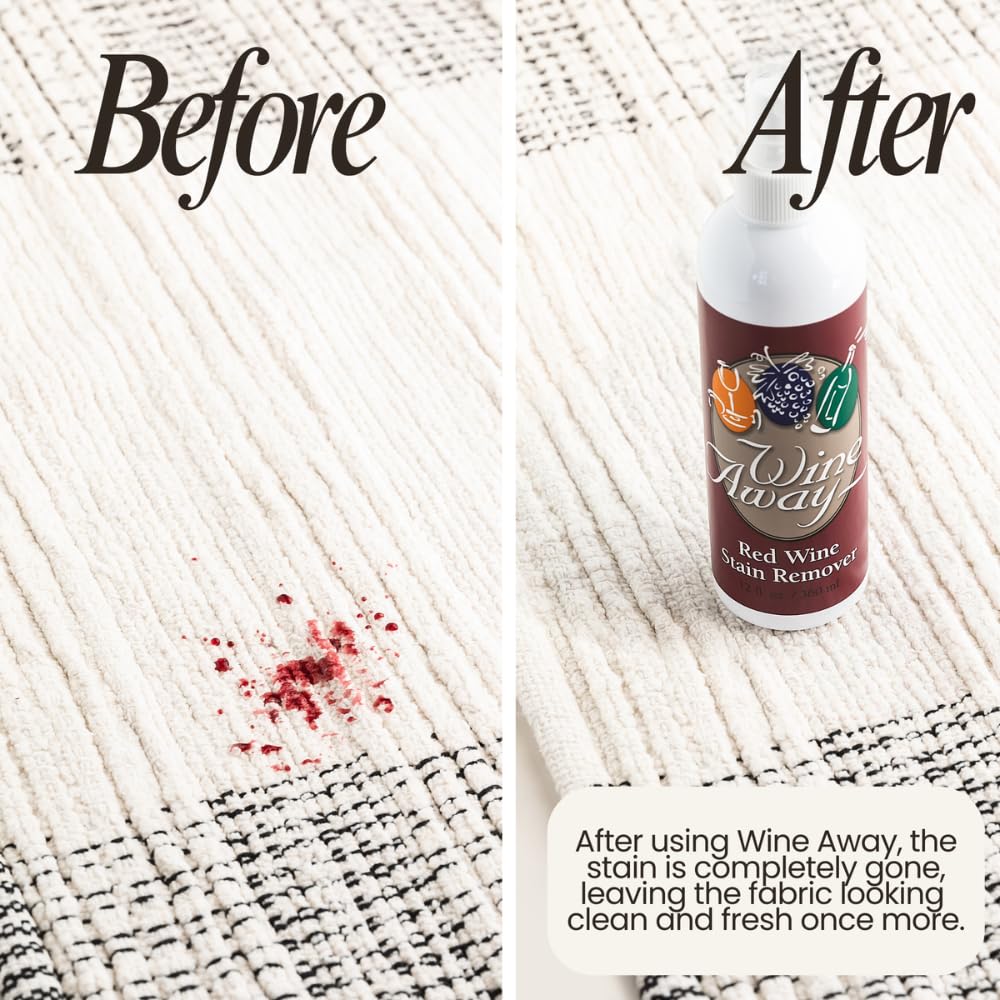 Wine Away upholstery refresh after spill with gentle formula.
