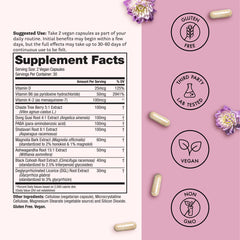 Winged Wellness Hot Momma ingredients chart with chaste tree and shatavari balance