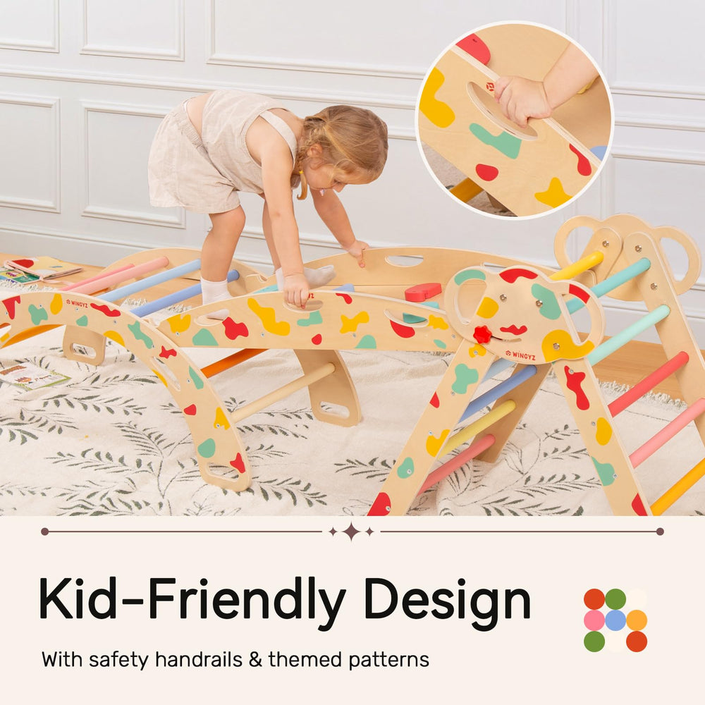 WINGYZ Pikler triangle portable frame ready to move between rooms for playtime.