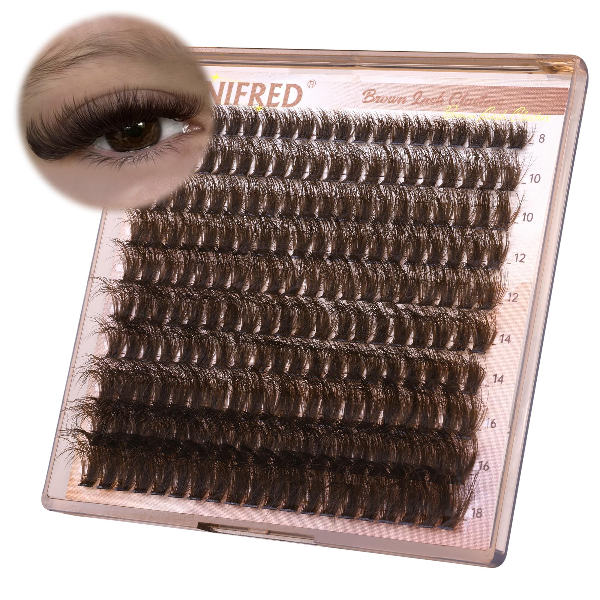 Winifred brown lash clusters in dark brown for a natural-to-dramatic look.