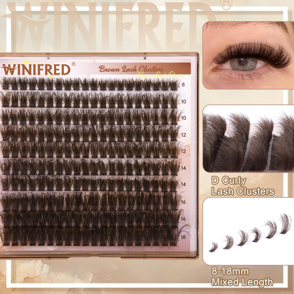 Winifred D-curvature brown lash extensions blend with natural lashes.