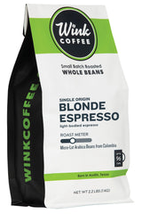Wink Coffee Blonde Espresso whole beans with bright notes ideal for espresso or drip